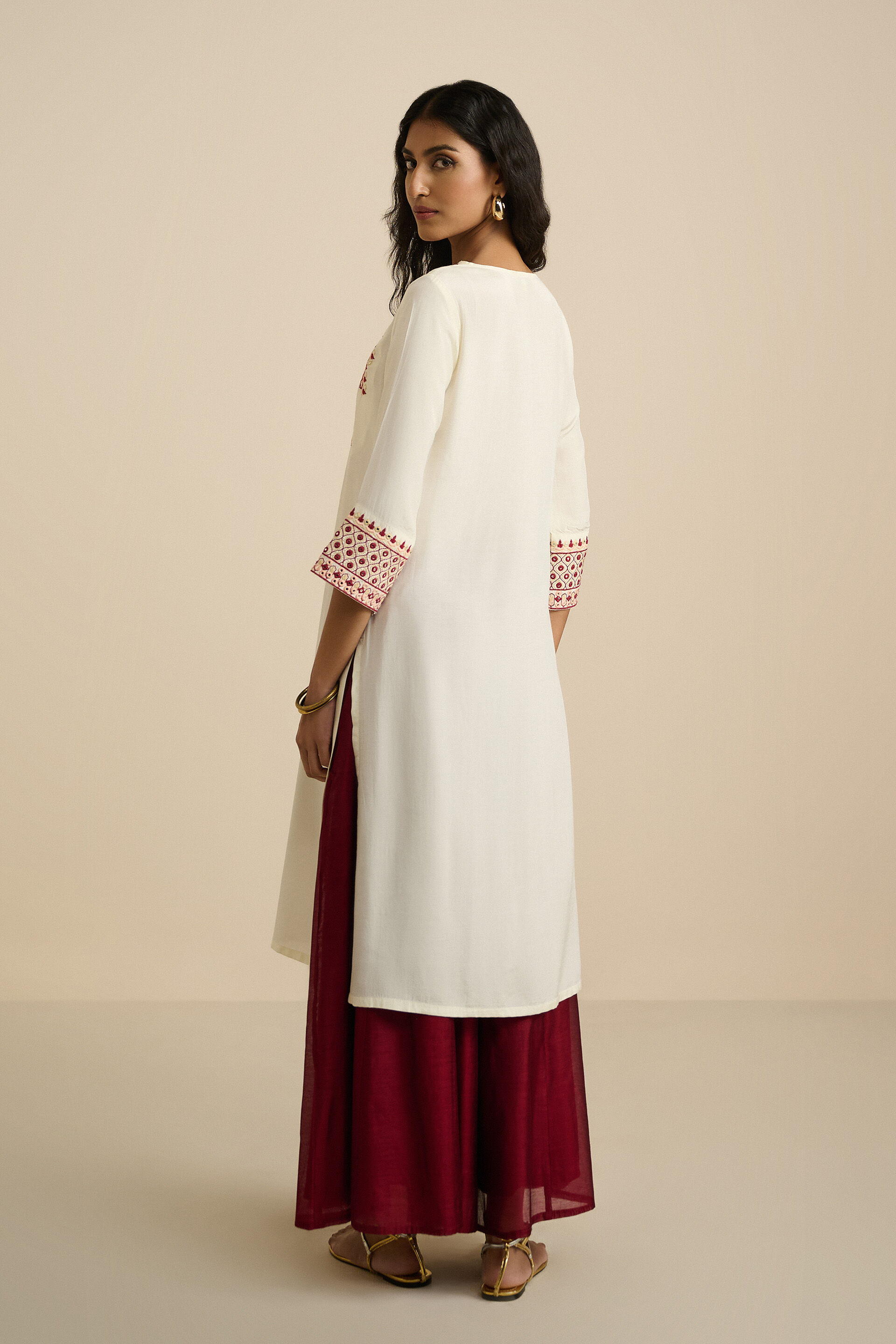 Roshni Printed Kurta, Ivory, image 5